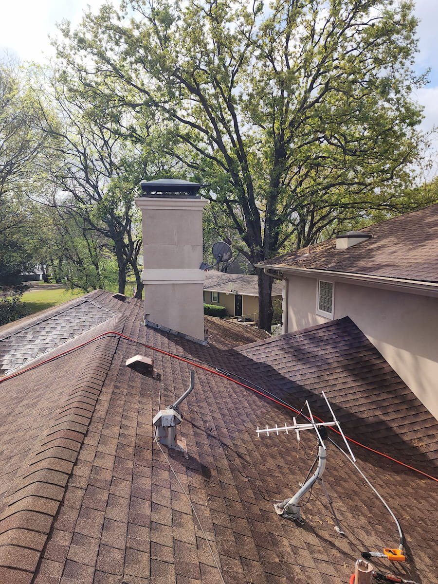 House washing on Richland Chambers Lake in Kerens TX cleaning chimney stucco exterior